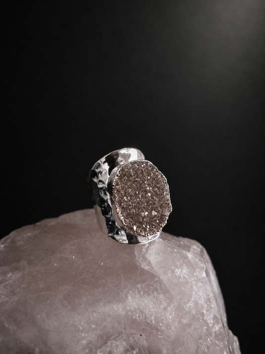 Peach Druzy Statement Ring