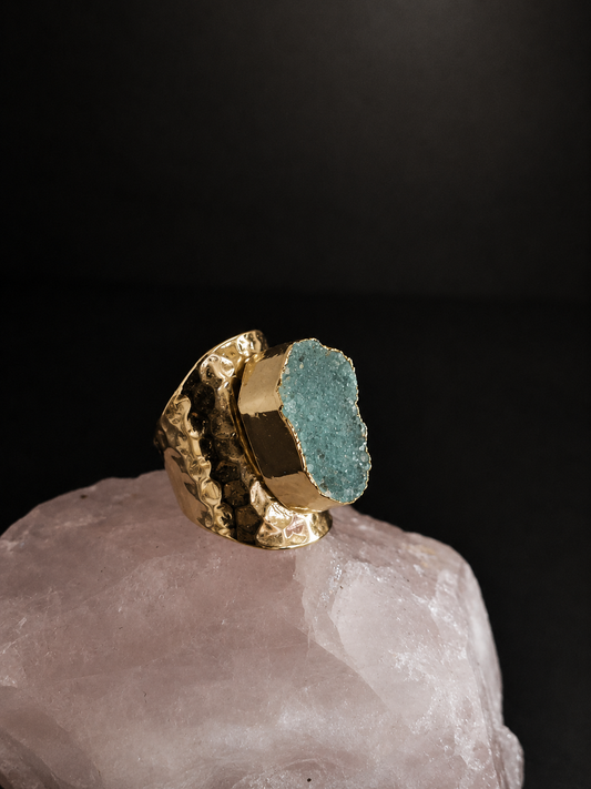 Seafoam Druzy Statement Ring
