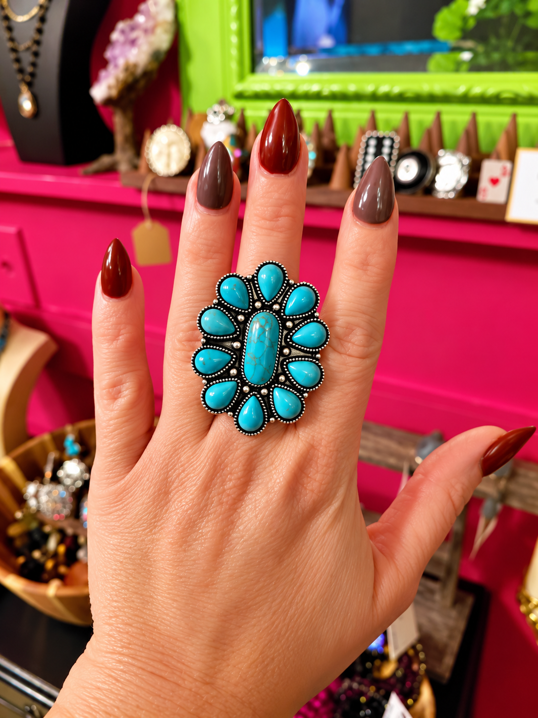 Turquoise Concho Cuff Ring