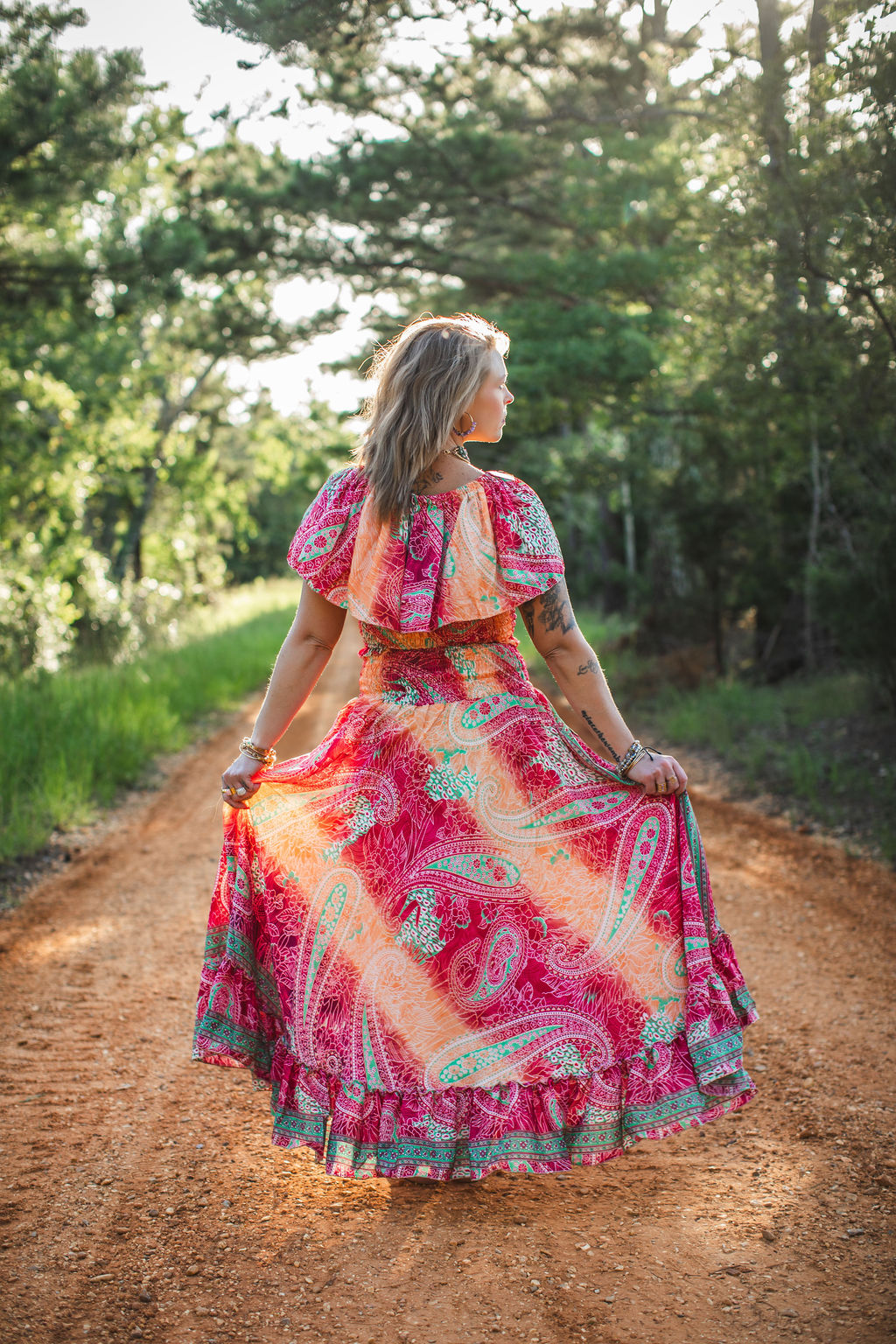 Sunset Bloom Silk Two-Piece Set