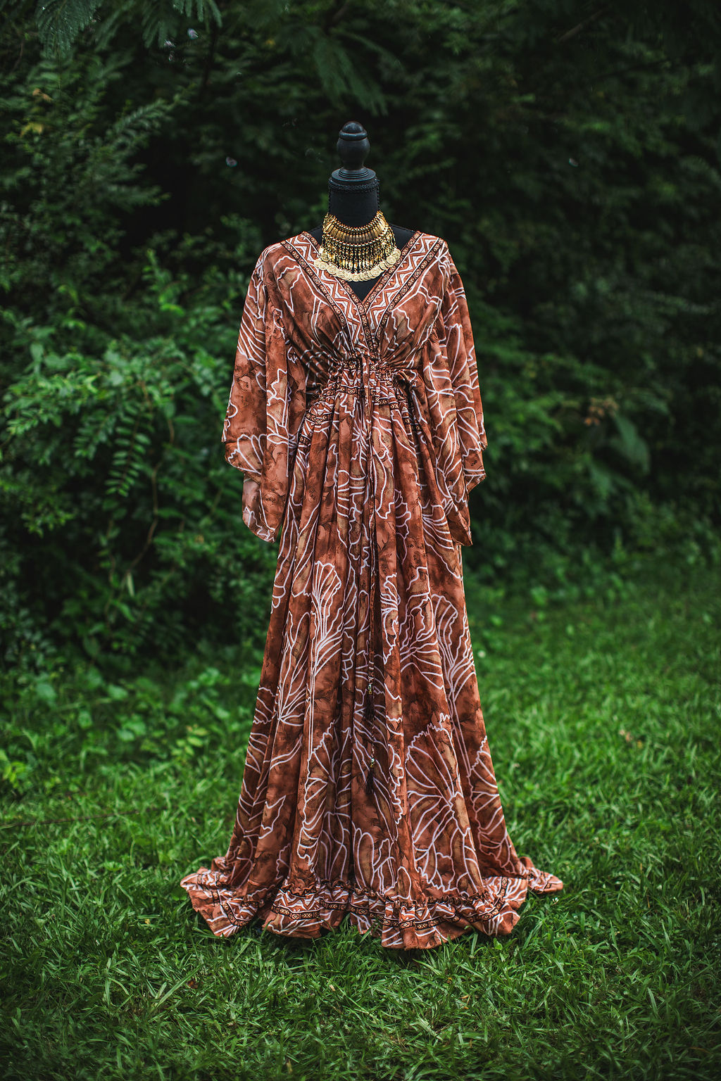 Terracotta Moon Silk Goddess Dress