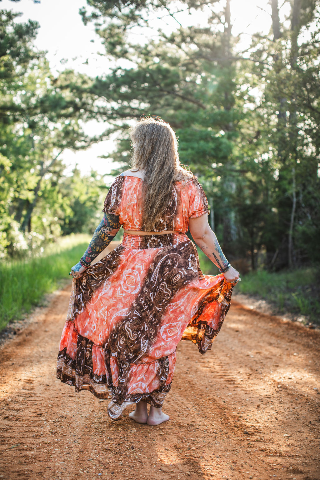 Sunset Ember Silk Two-Piece Set
