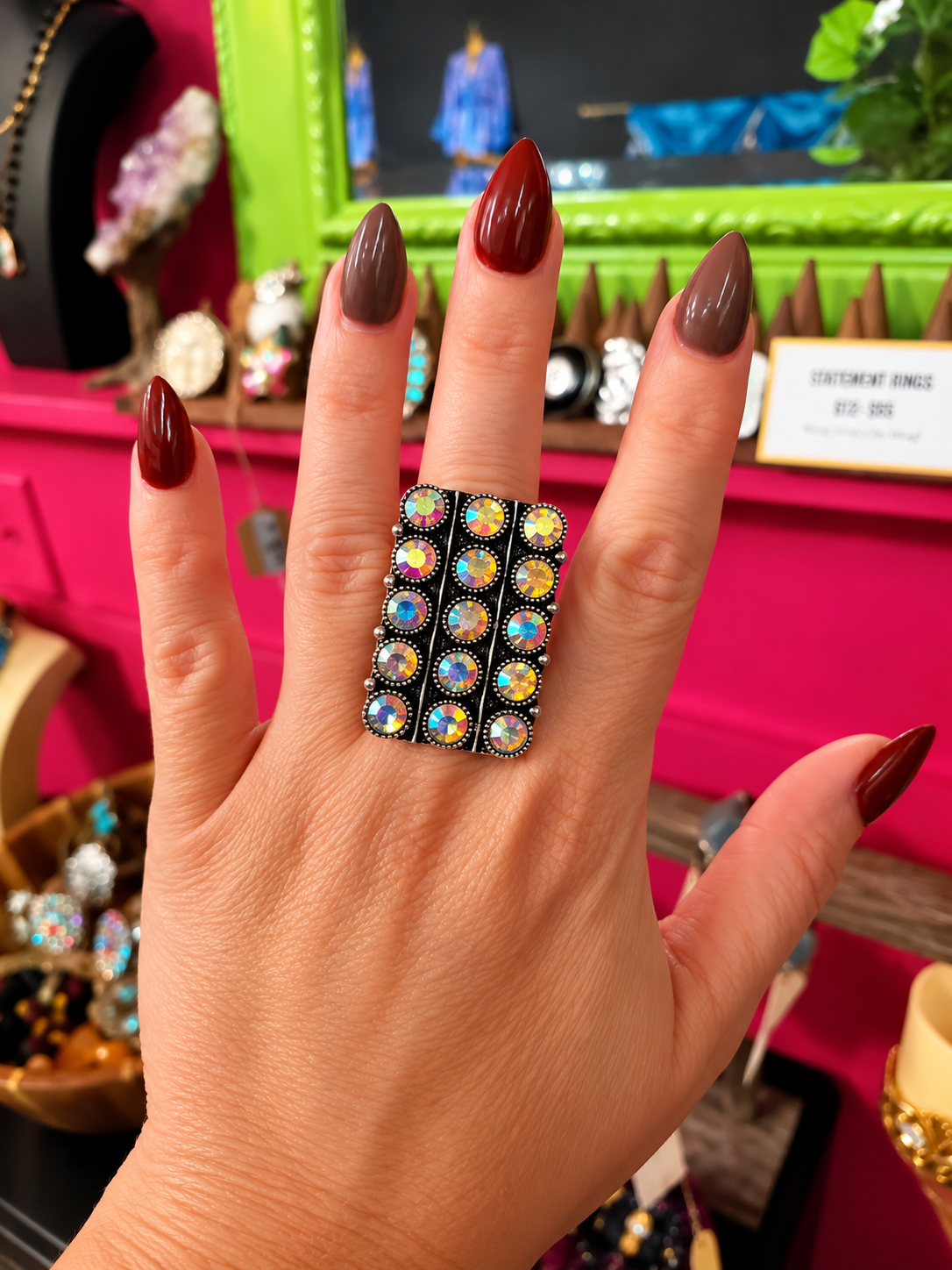 Rinestone Bar Cuff Ring