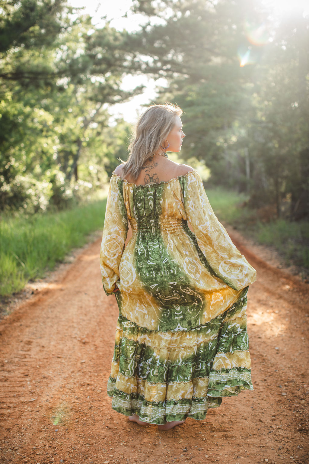 Golden Grove Silk Maxi Dress