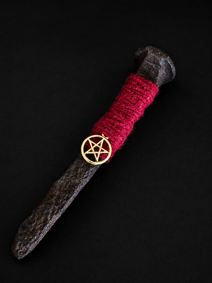 Hand-Wrapped Railroad Spike Talisman – Red Thread