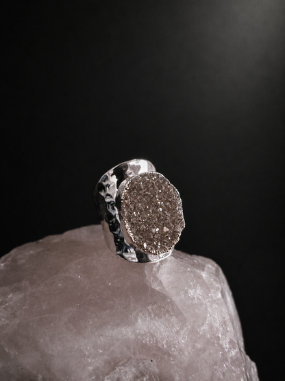 Peach Druzy Statement Ring