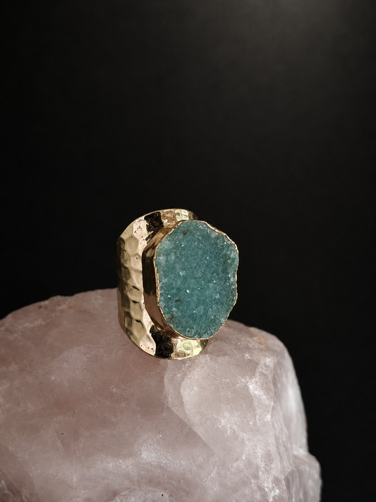 Seafoam Druzy Statement Ring