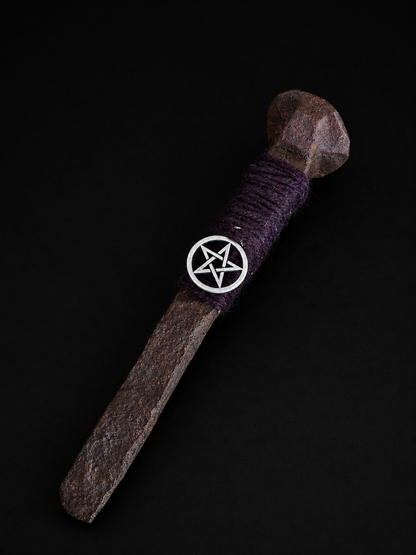Hand-Wrapped Railroad Spike Talisman – Black Thread