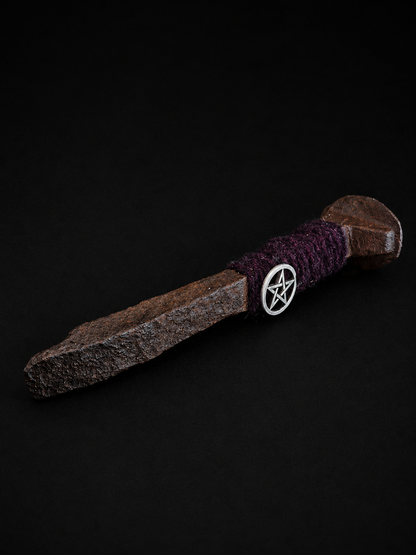 Hand-Wrapped Railroad Spike Talisman – Black Thread
