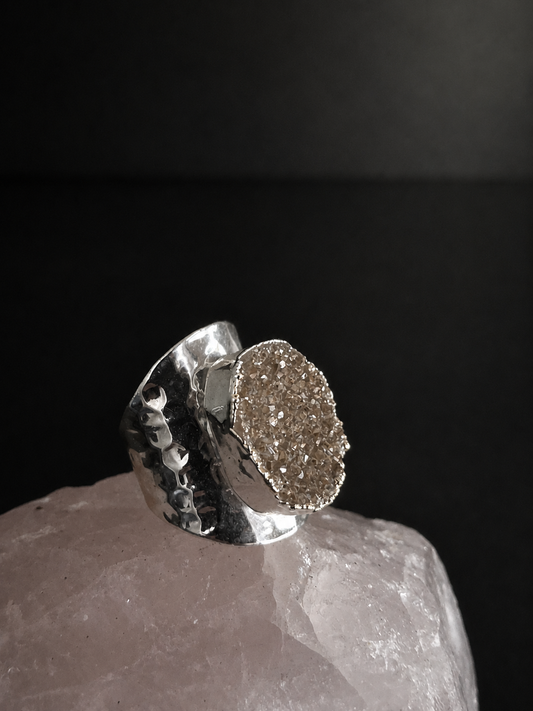 Peach Druzy Statement Ring