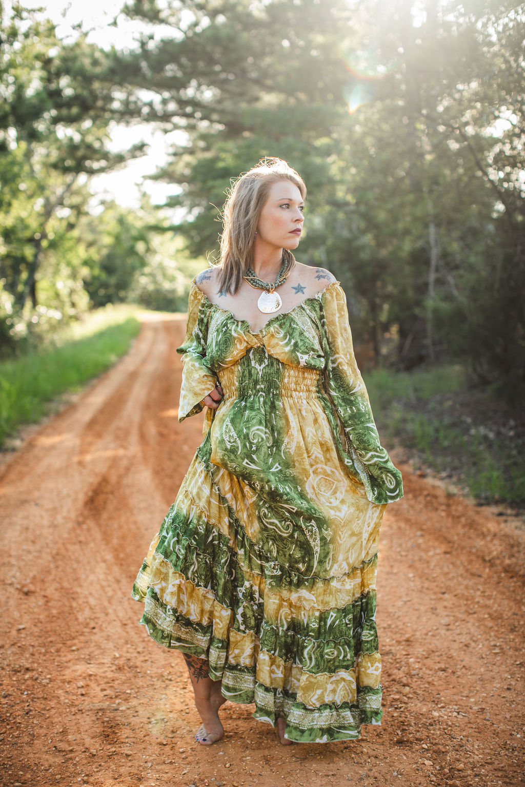 Golden Grove Silk Maxi Dress