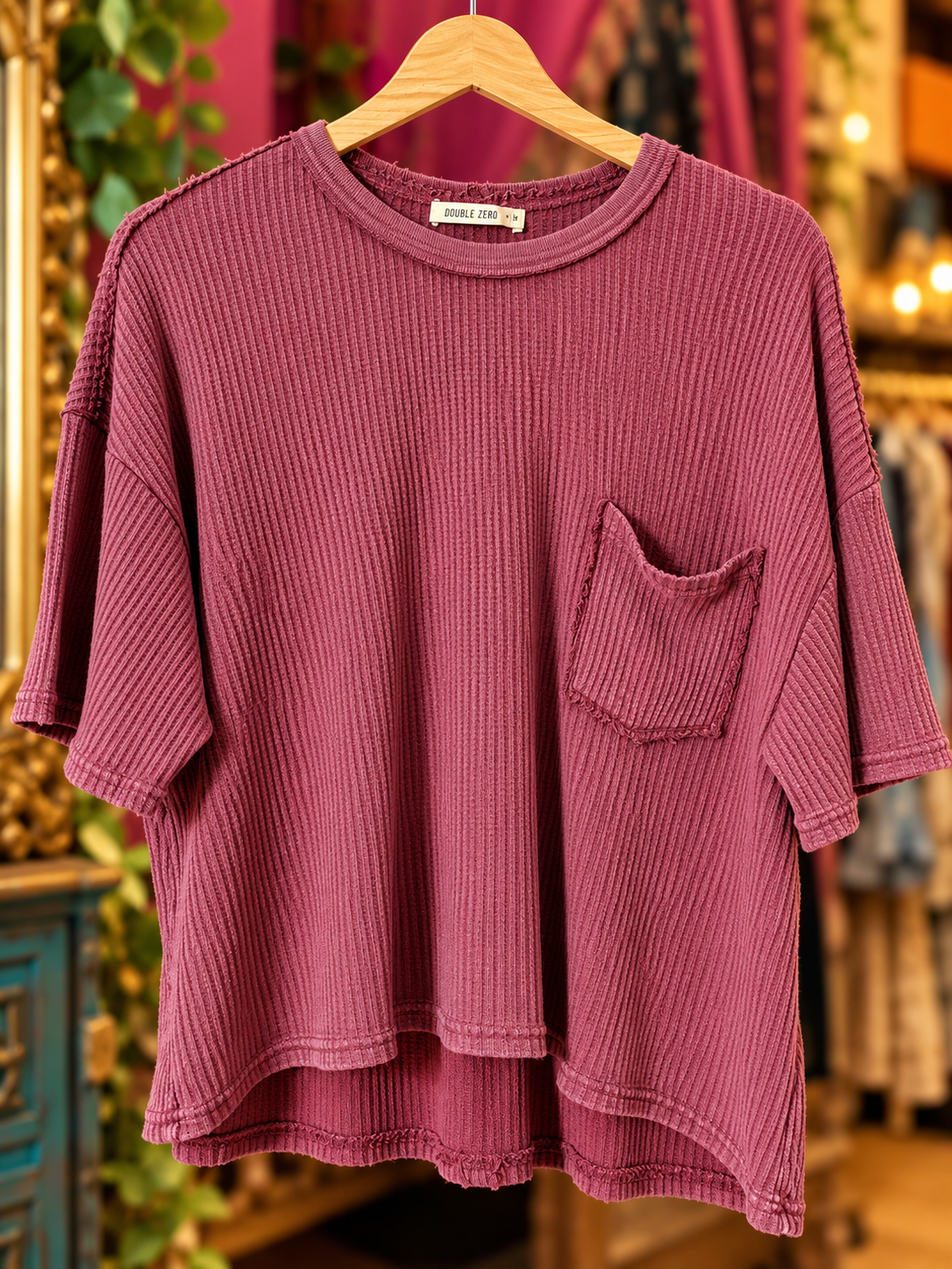 Dark Cherry Waffle Knit Crop Top