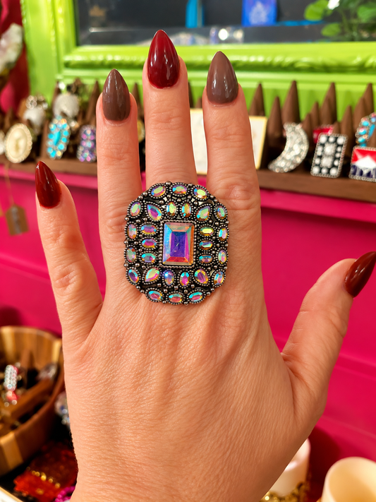 Western Rhinestone Statement Ring