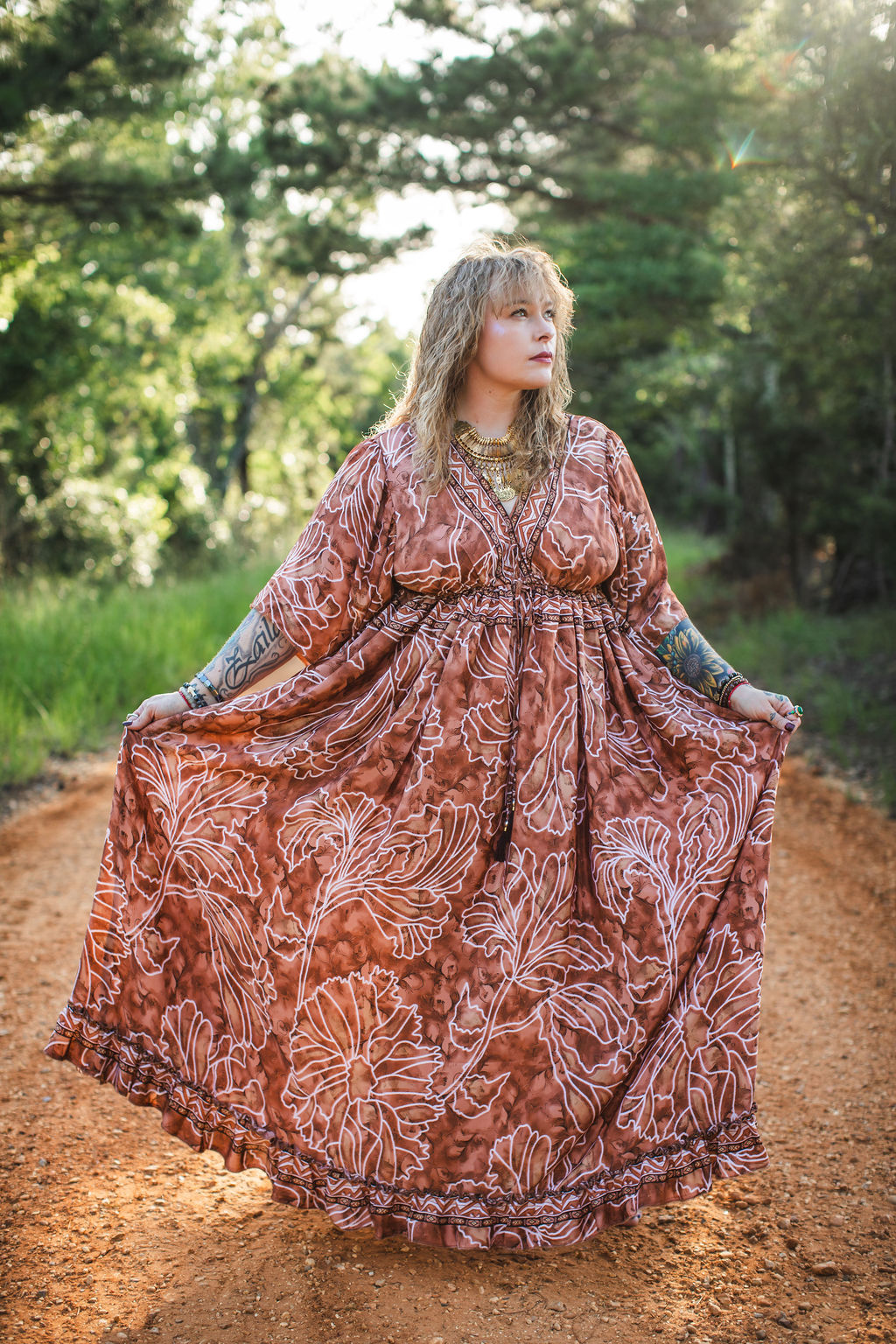 Terracotta Moon Silk Goddess Dress