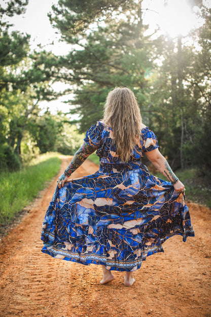 Sapphire Mosaic Silk Two-Piece Set