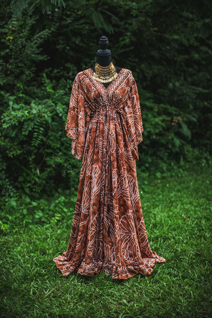 Terracotta Moon Silk Goddess Dress