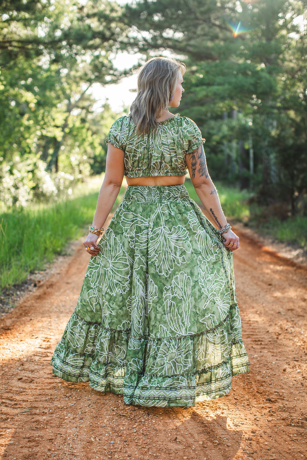 Verdant Moon Silk Two-Piece Set