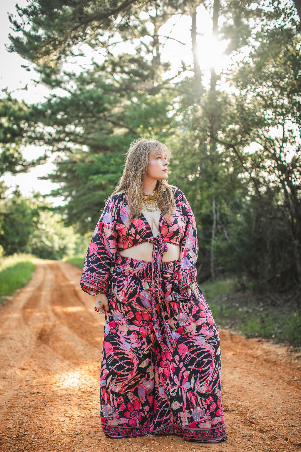 Midnight Bloom Silk Palazzo Set