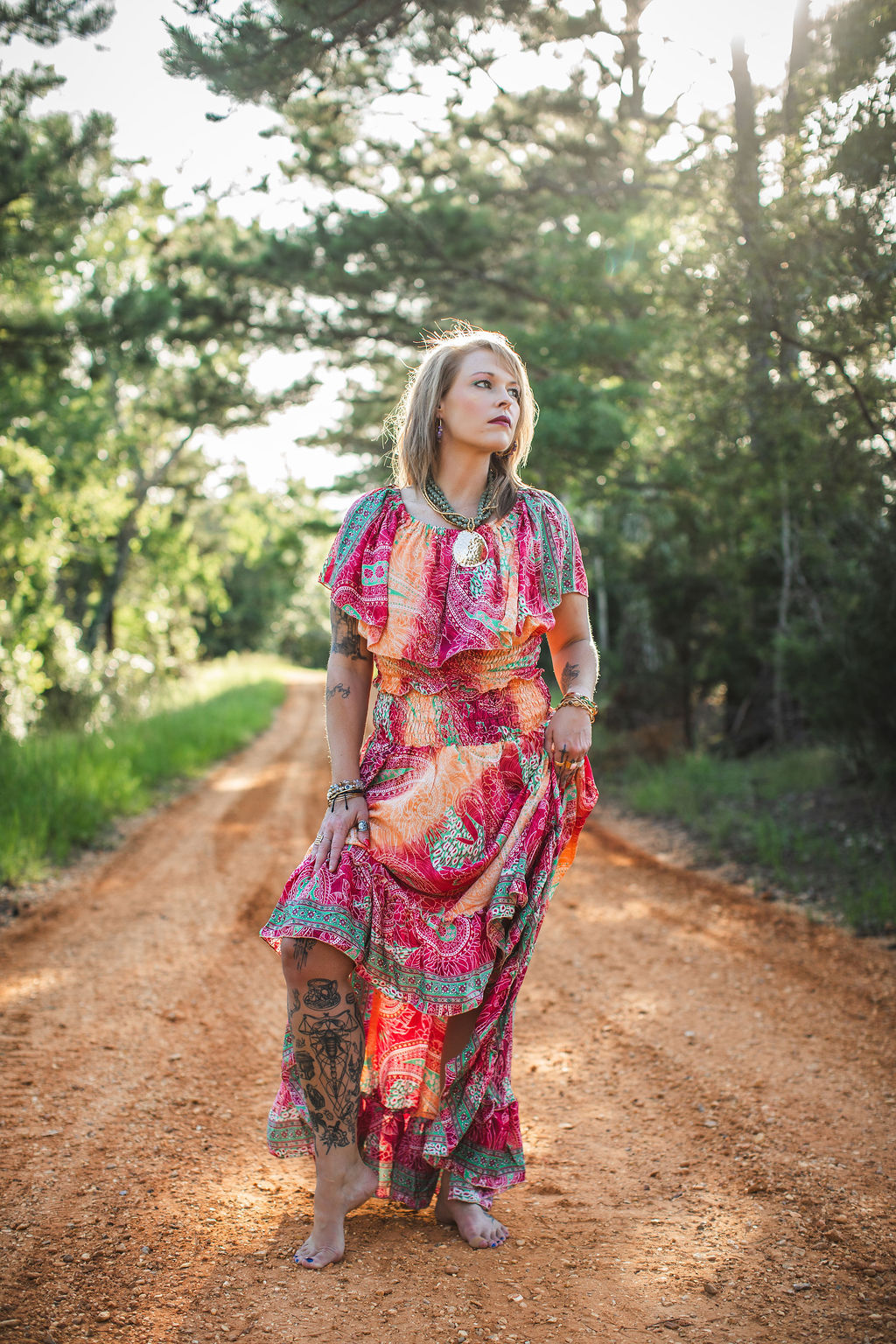 Sunset Bloom Silk Two-Piece Set