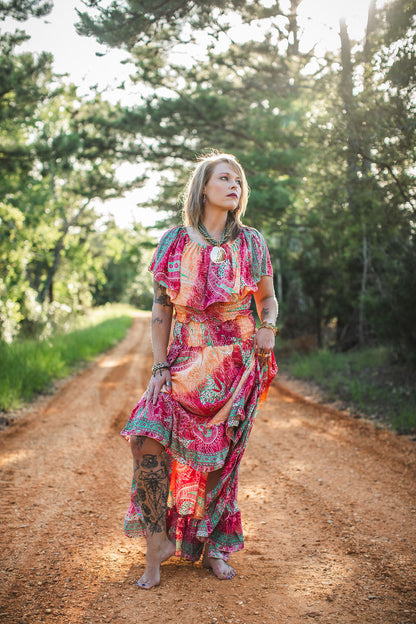 Sunset Bloom Silk Two-Piece Set