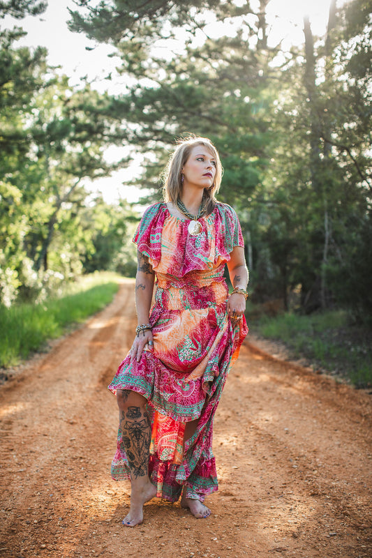 Sunset Bloom Silk Two-Piece Set