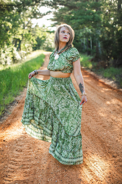 Verdant Moon Silk Two-Piece Set