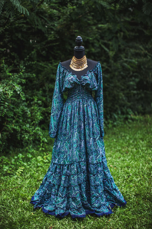 Moonlit Siren Silk Maxi Dress
